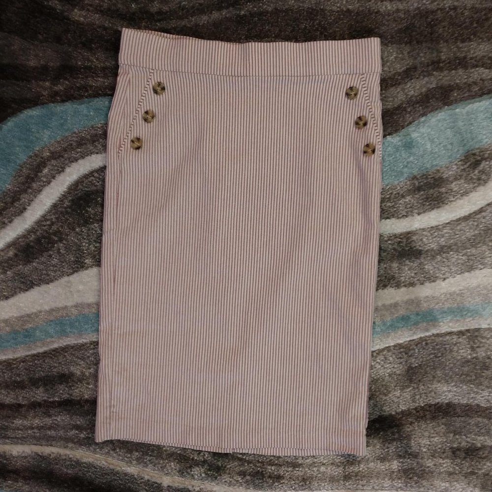 Linda Matthews Stretch Striped Pencil Skirt - Picture 2 of 7